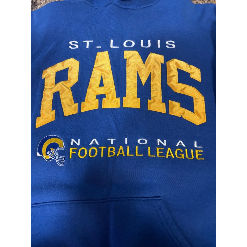 Vintage Russell Athletic St Louis Rams Hoodie XL Blue Made in USA NFL Football‎